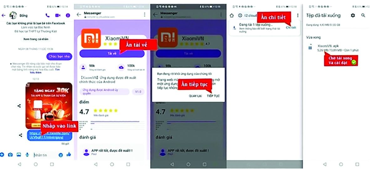 Kẻ gian gửi link cài đặt ứng dụng lạ dạng .apk tiềm ẩn nhiều rủi ro bảo mật