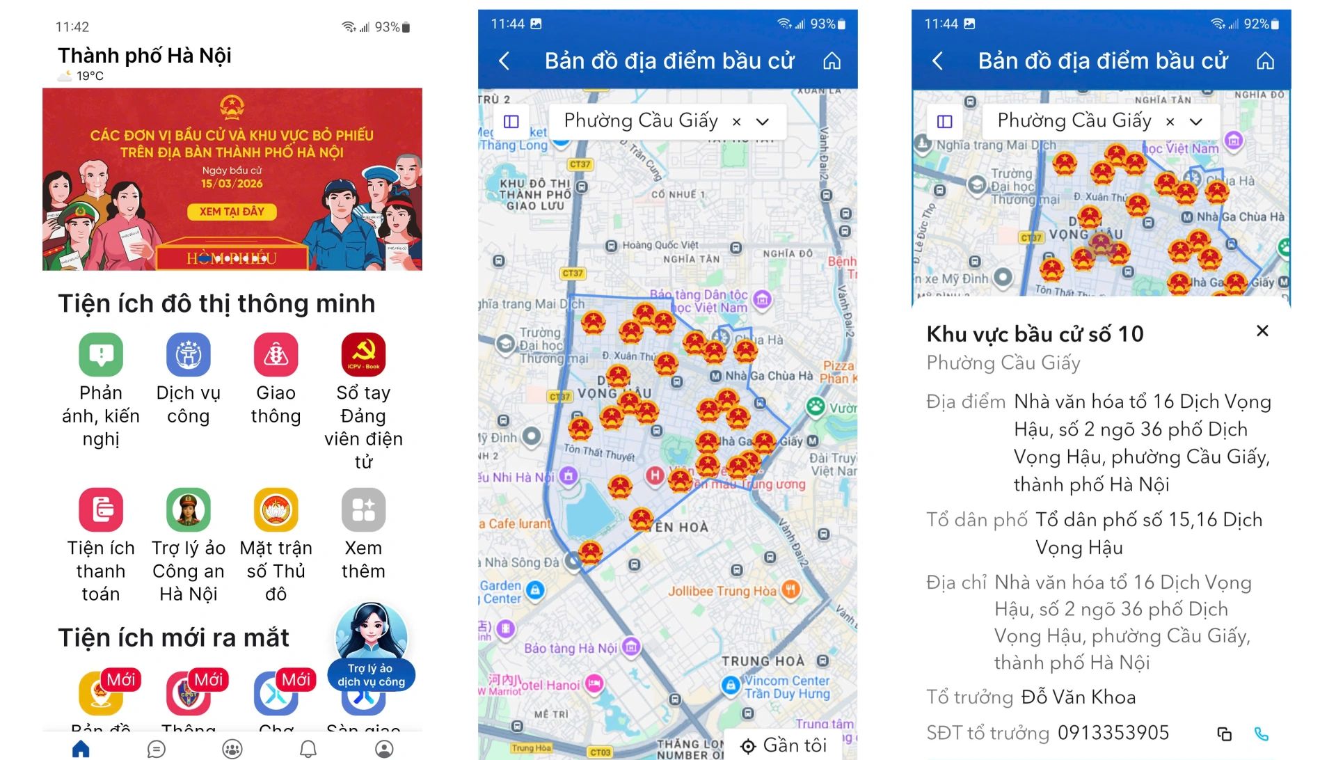 iHanoi tích hợp bản đồ số 1.451 điểm bầu cử, hỗ trợ tra cứu nhanh