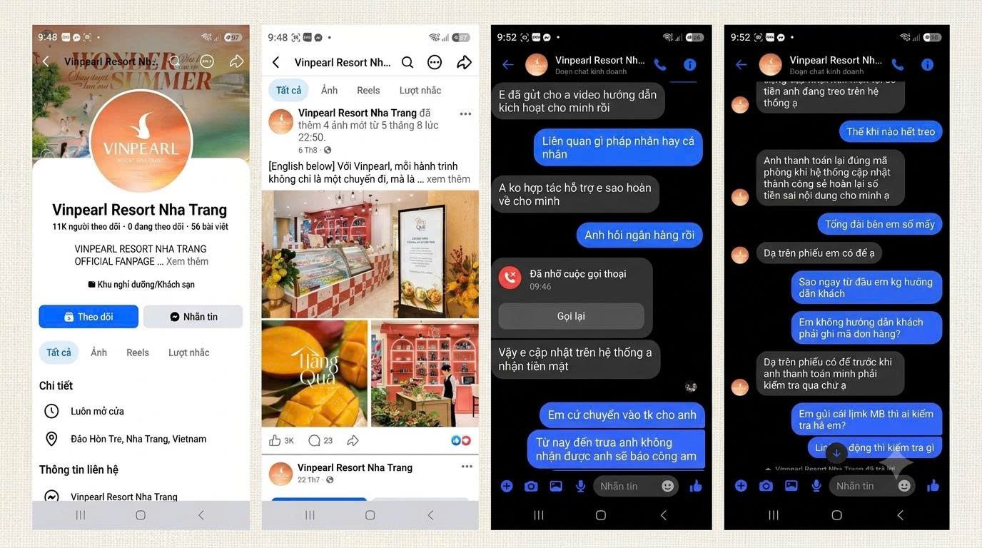 Sập bẫy đặt phòng online: Fanpage giả, tài khoản doanh nghiệp giả (ảnh: NVCC)